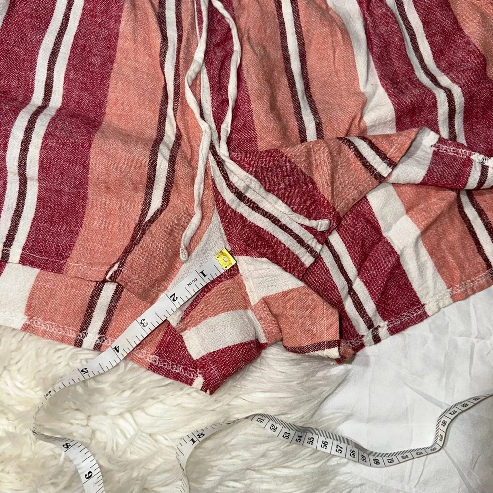 Universal Thread | Pink Cream Striped Linen Blend Shorts High Rise Drawstring M